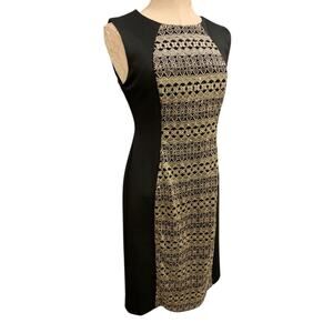 Size‎ 8 R&M Richards Sheath Dress New Black Gold Embellished Style 9947